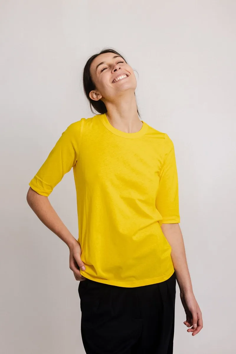 Elbow-Length Cotton T-Shirt