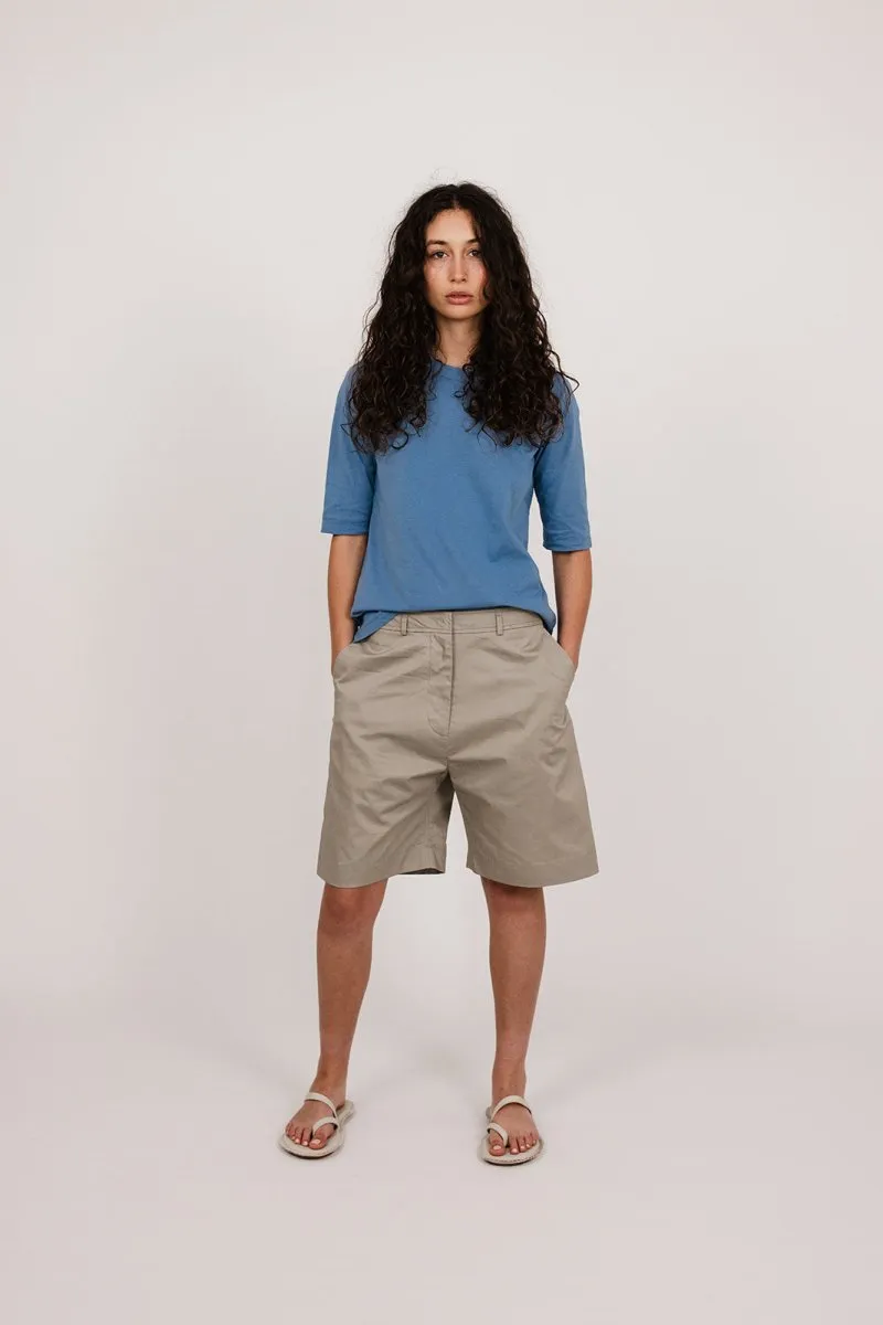 Elbow-Length Cotton T-Shirt