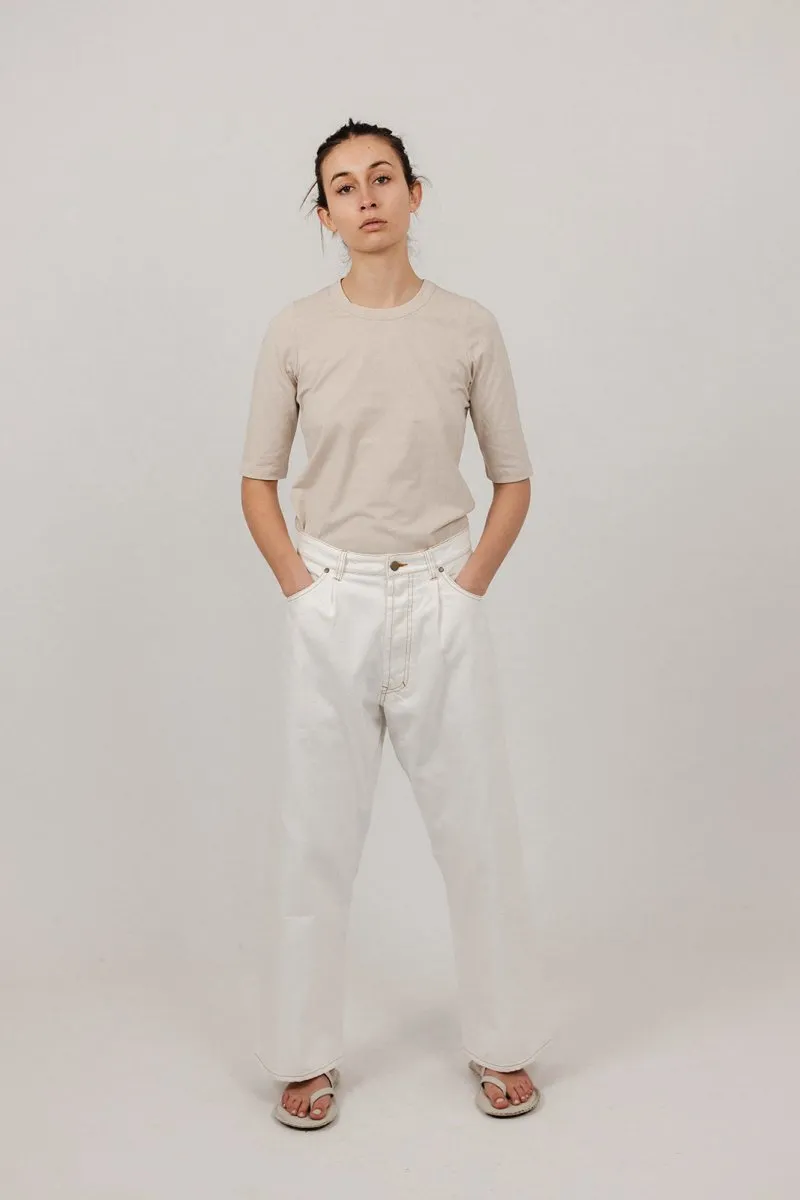 Elbow-Length Cotton T-Shirt