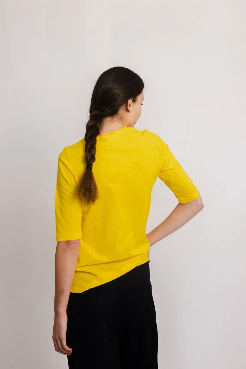 Elbow-Length Cotton T-Shirt