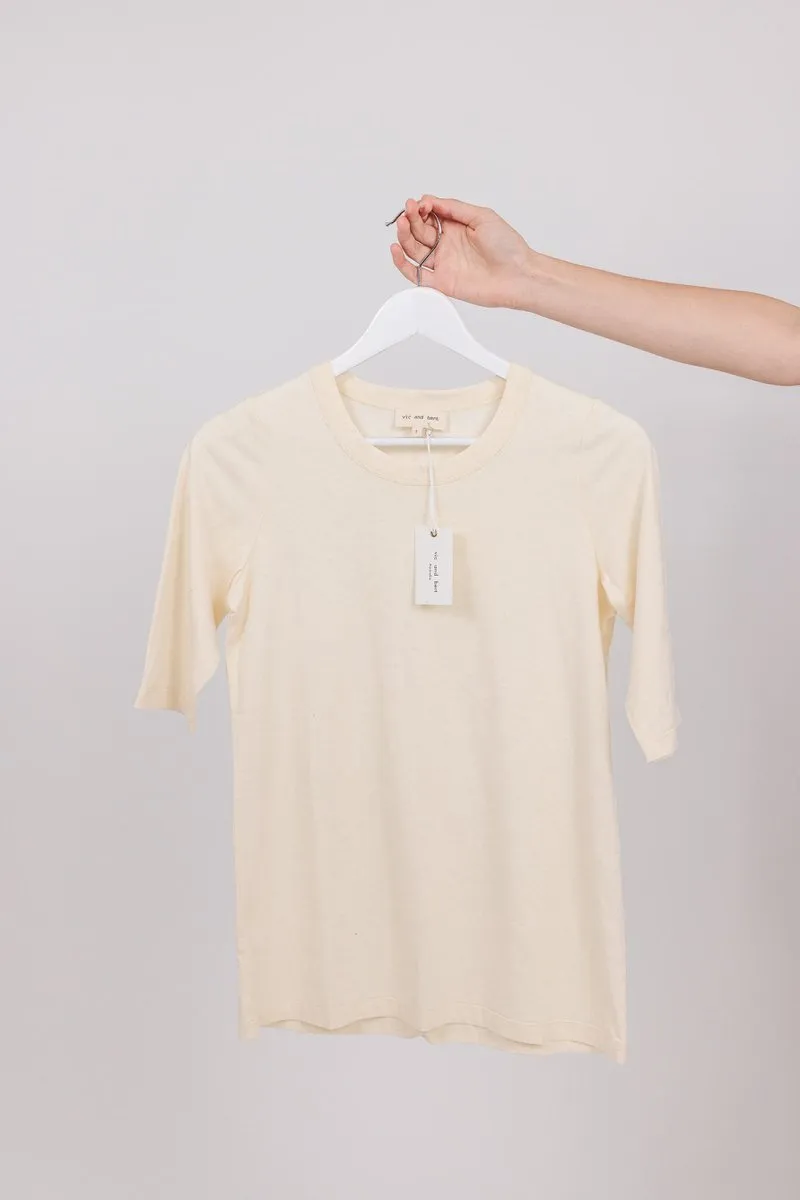 Elbow-Length Cotton T-Shirt