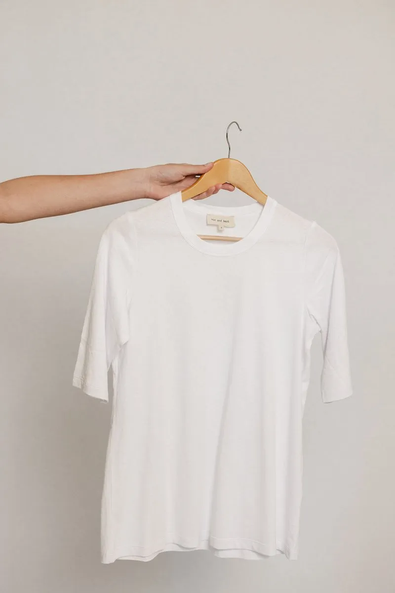 Elbow-Length Cotton T-Shirt