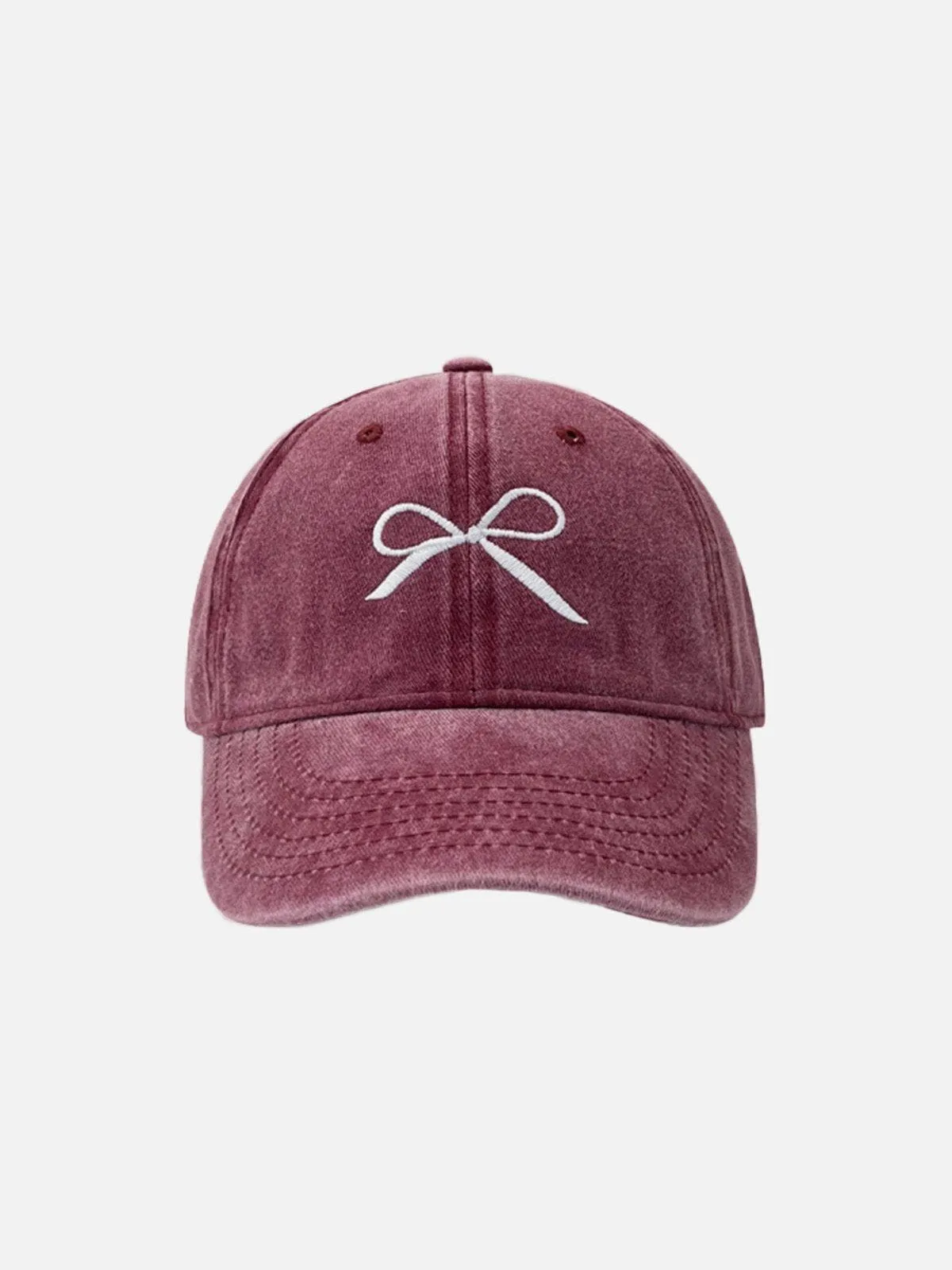 Embroidery Bow Washed Hat