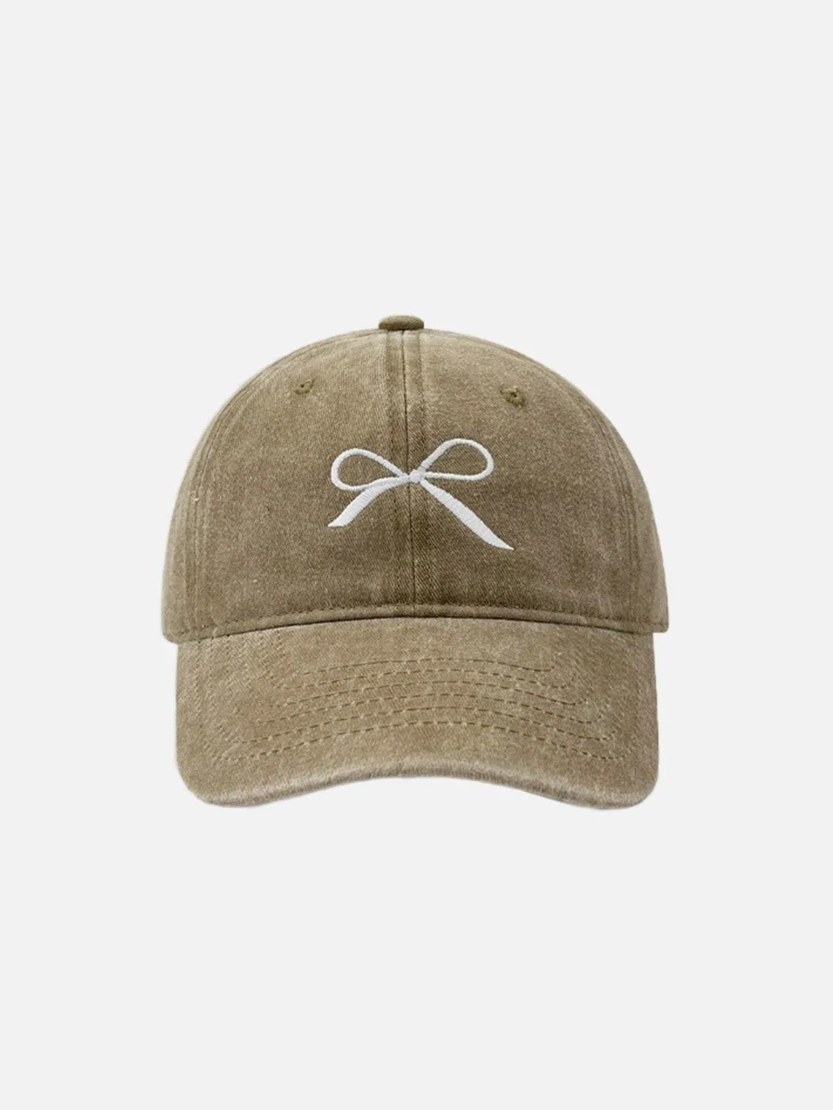 Embroidery Bow Washed Hat