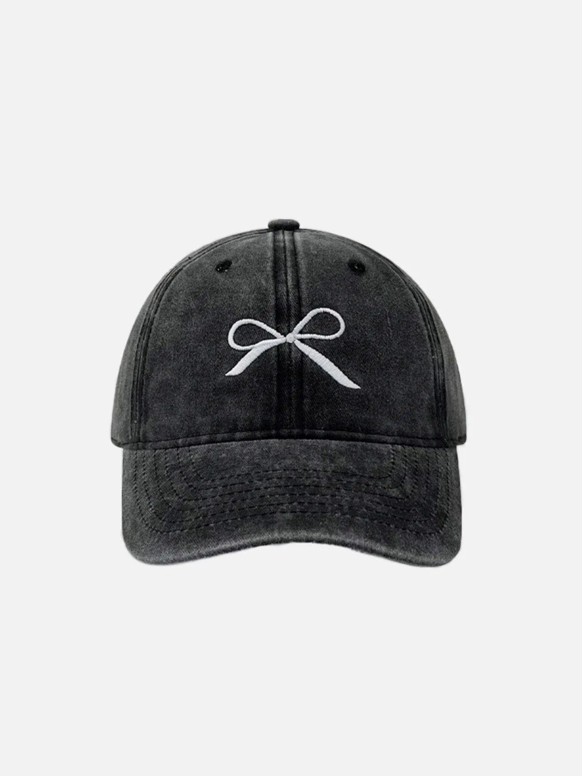 Embroidery Bow Washed Hat