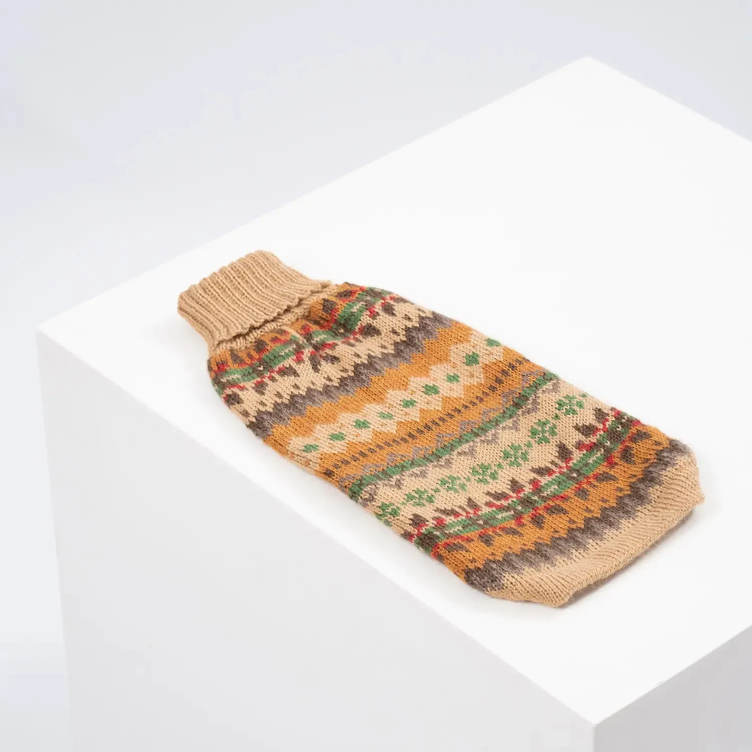 Fair Isle Tan Alpaca Dog Sweater