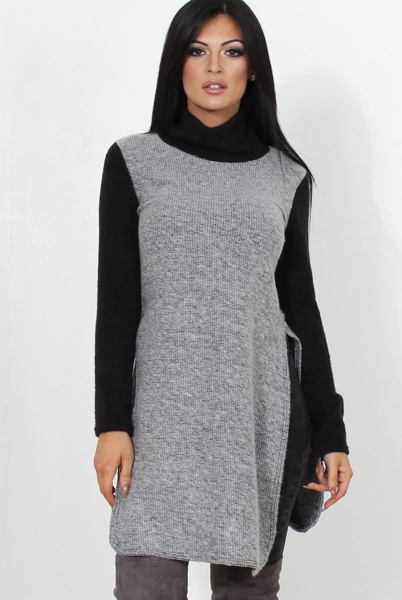 Filipina Grey Sleeveless Side Split Jumper