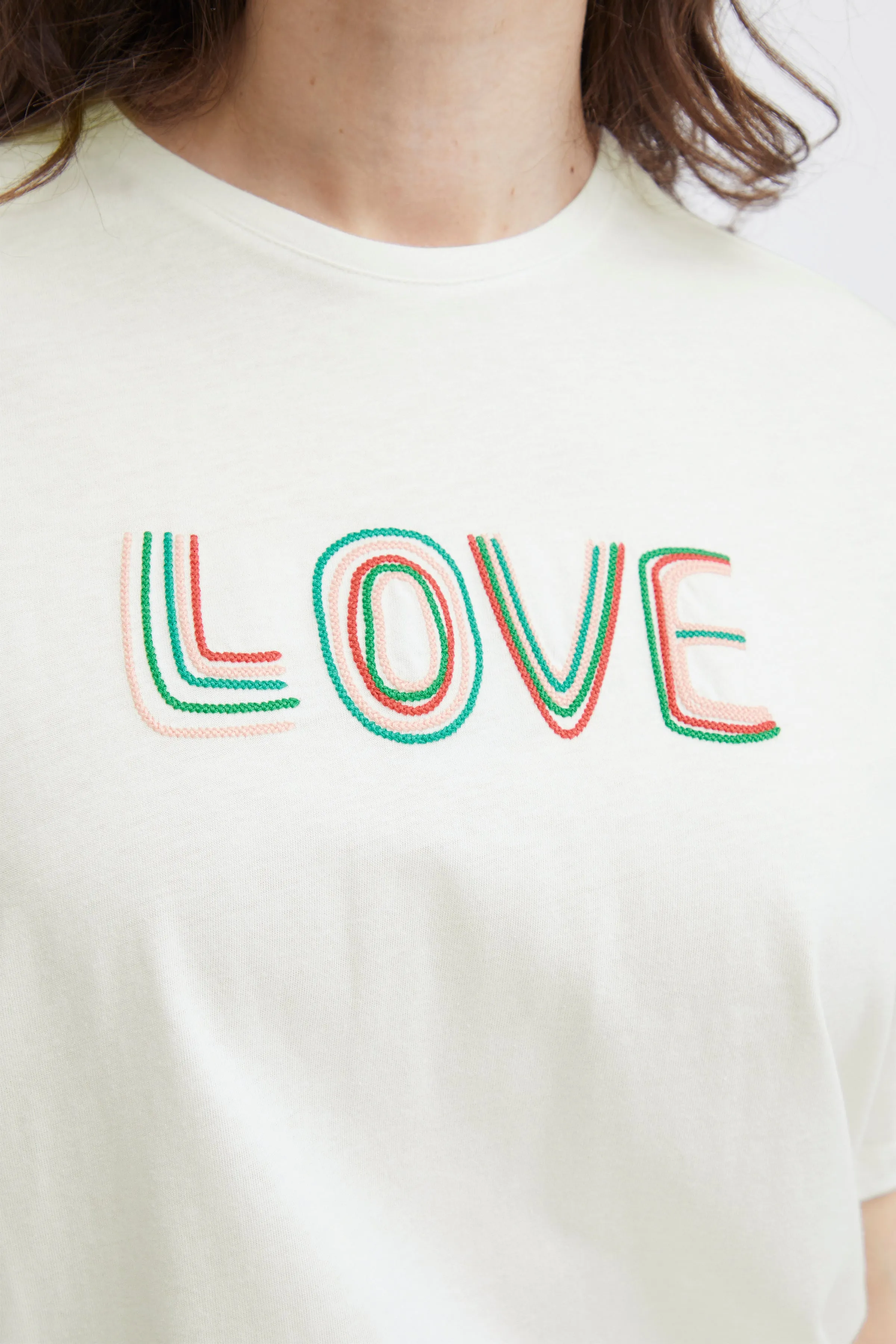 Fransa Cotton Love Logo Round Neck Short Sleeve T Shirt