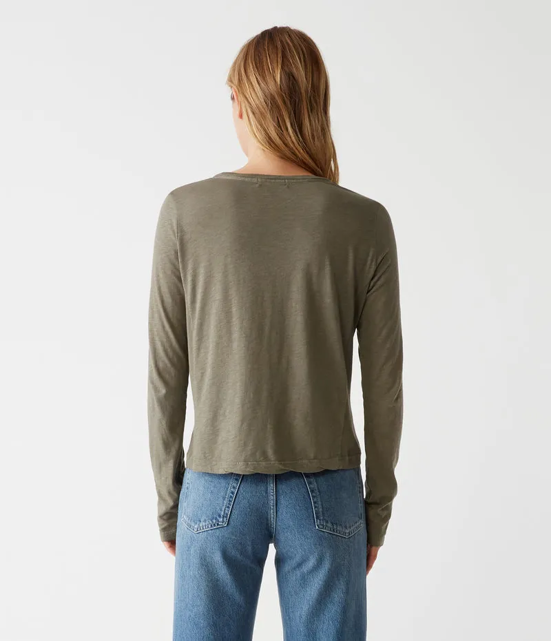 Hailie Rib Mixed Top | Olive