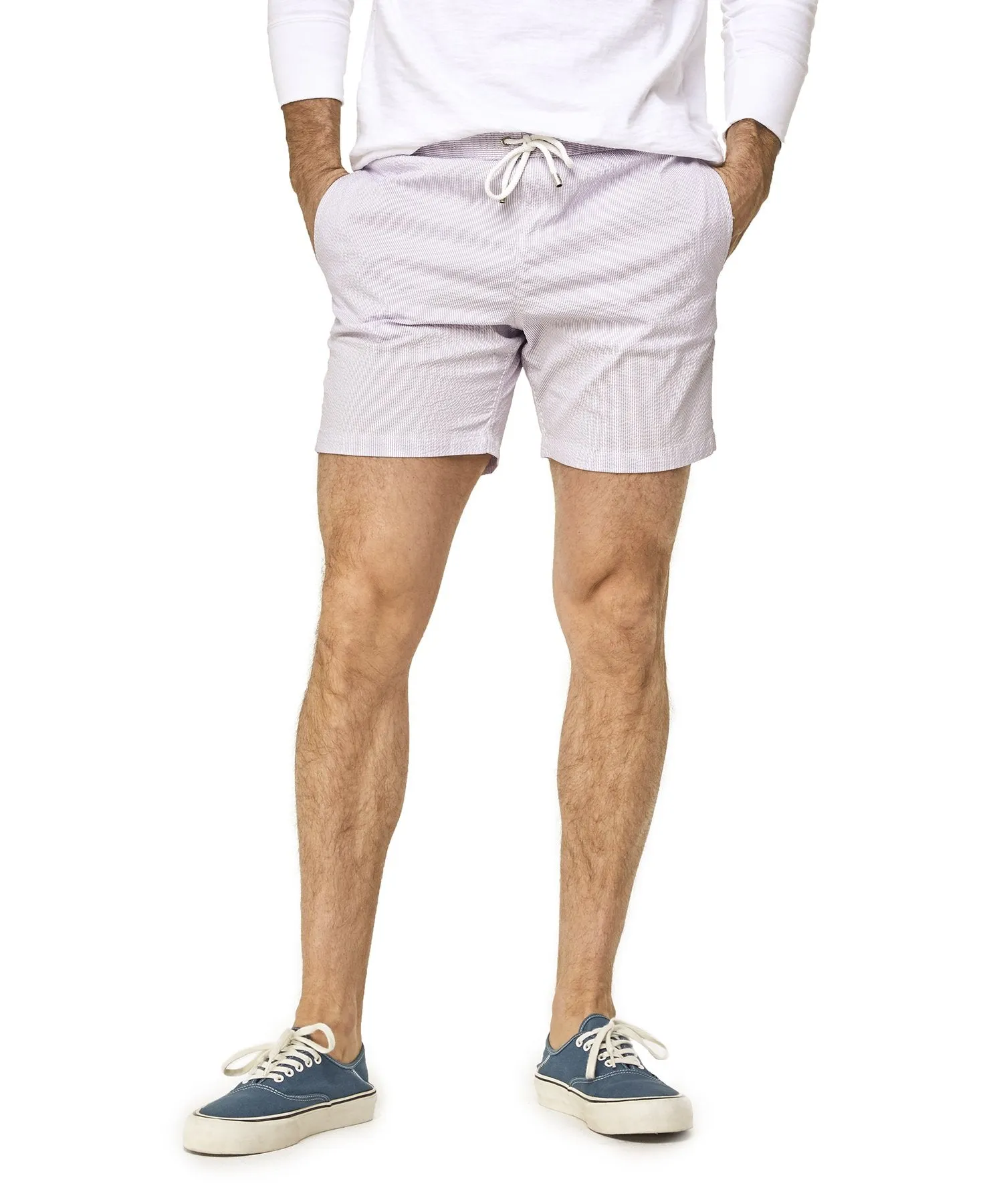 Hartford Seersucker Swim Trunks in Lilac