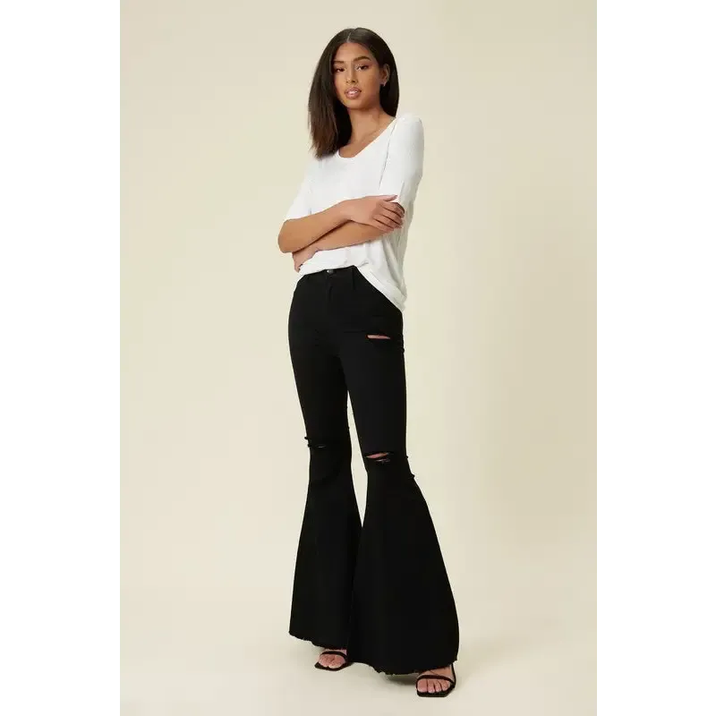 High Rise Flare Black Jeans