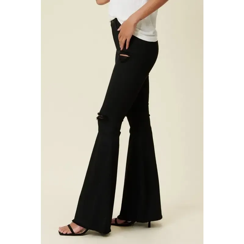 High Rise Flare Black Jeans