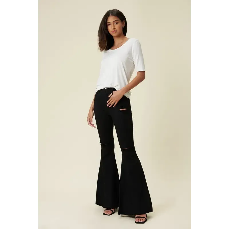 High Rise Flare Black Jeans