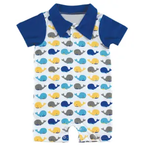 Hudson Baby Cotton Romper, Whale