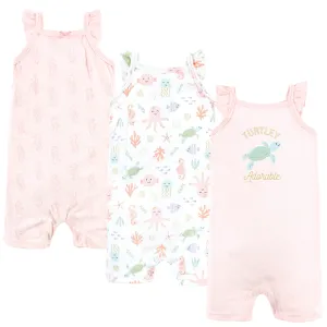 Hudson Baby Cotton Rompers, Turtley Adorable