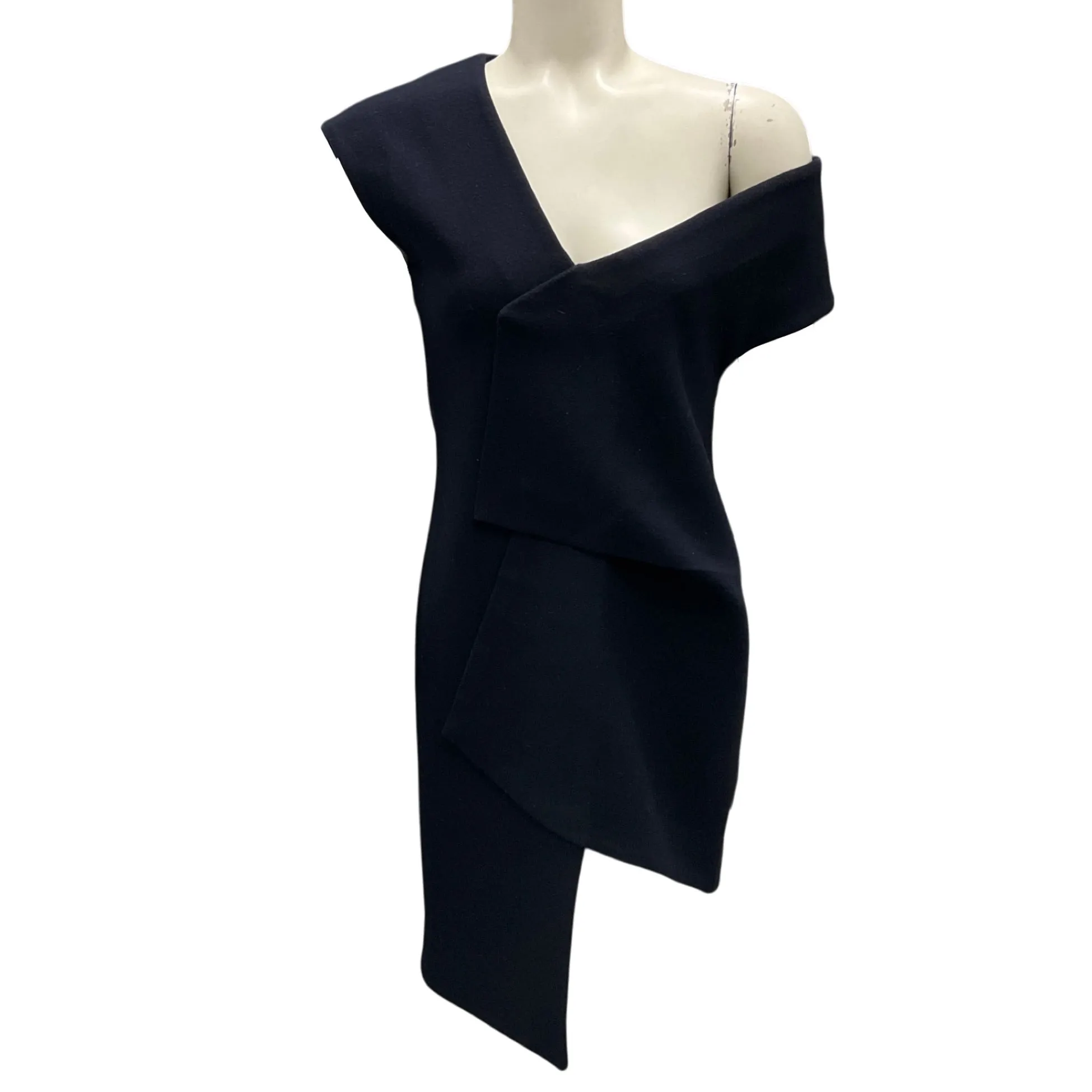 Jacquemus Navy Blue Asymmetric Wool Dress