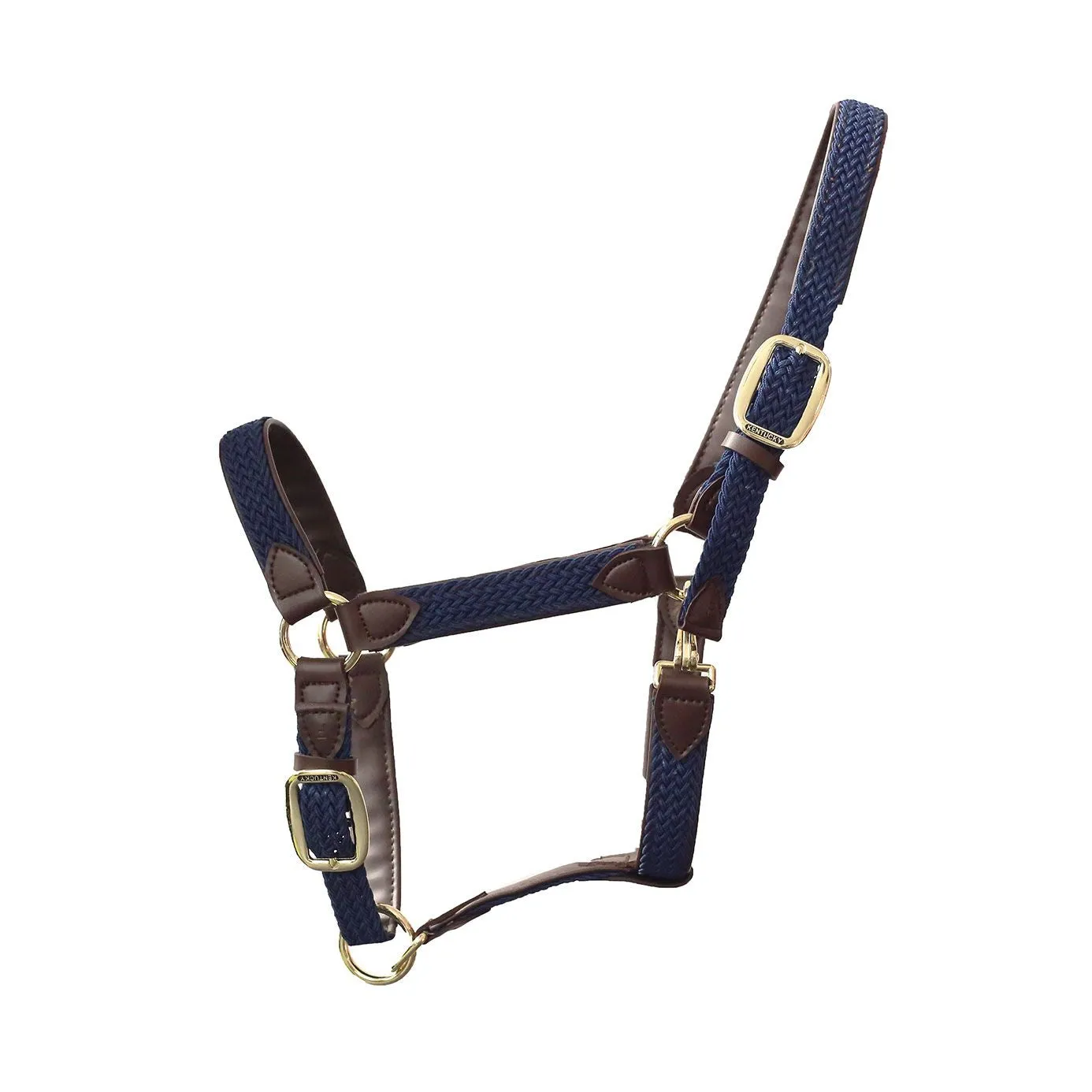 Kentucky Horsewear Plaited Nylon Headcollar - Navy