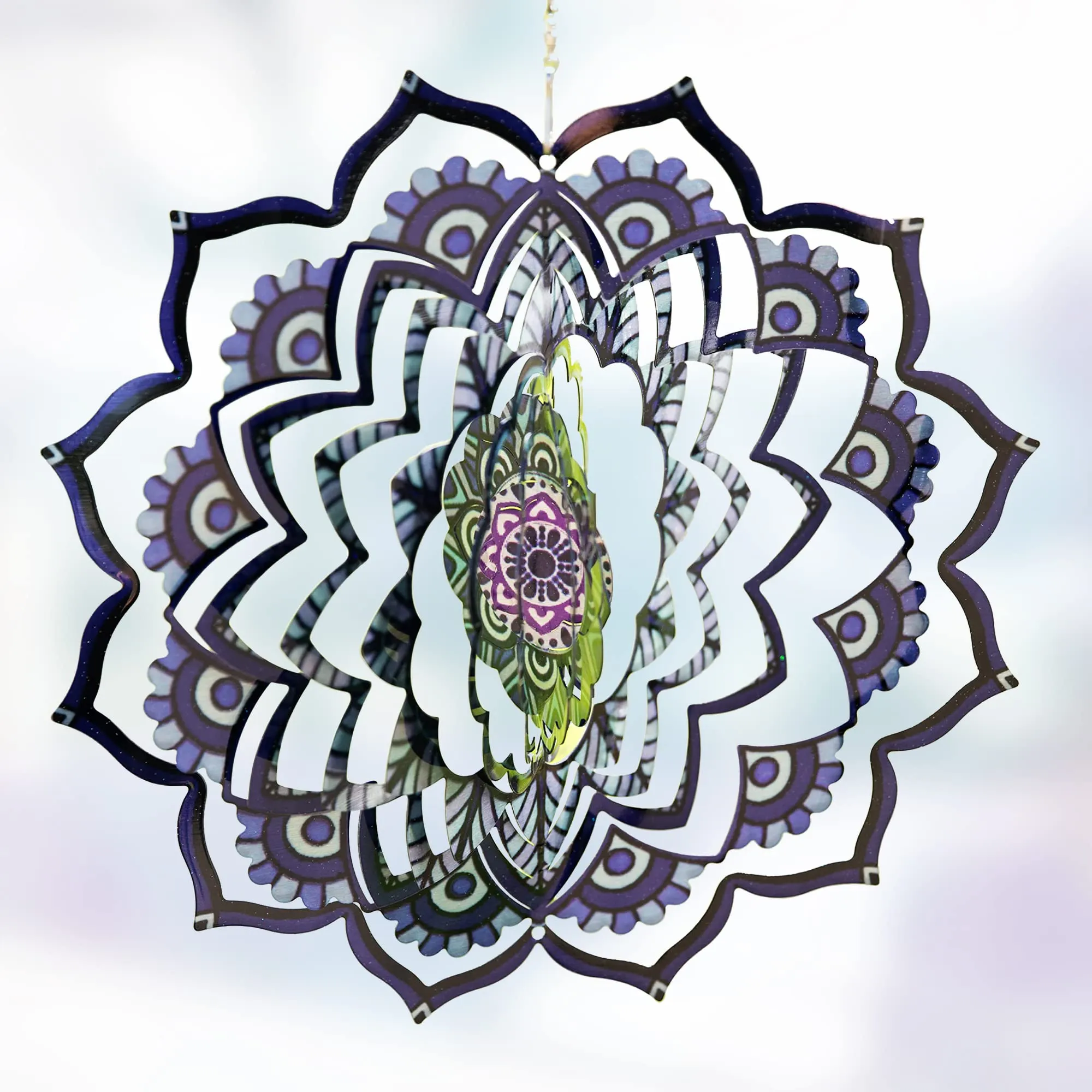 Kinetic 3D Metal Outdoor Garden Decor Wind Spinner (Mandala