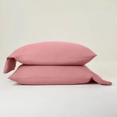 King 100% Washed Hemp Solid Pillowcase Set Rose - Casaluna