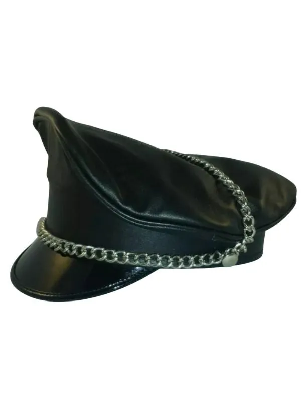 Leather Biker Cap Black