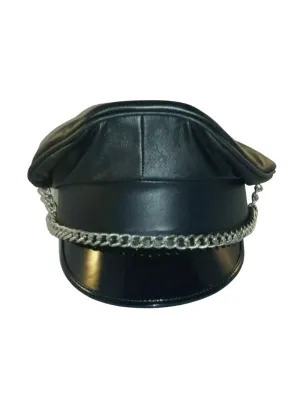 Leather Biker Cap Black