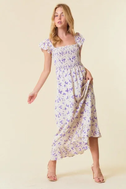 Lilah Smocked Floral Midi Dress