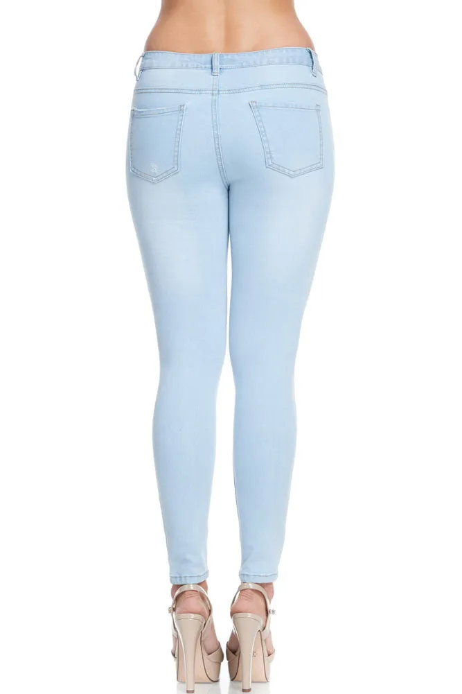 Low-Rise Destroyed Skinny Jeans