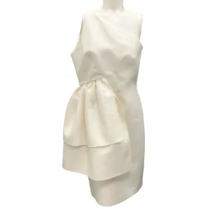 Martin Grant Ivory Layered Ruffle One Shoulder Dress