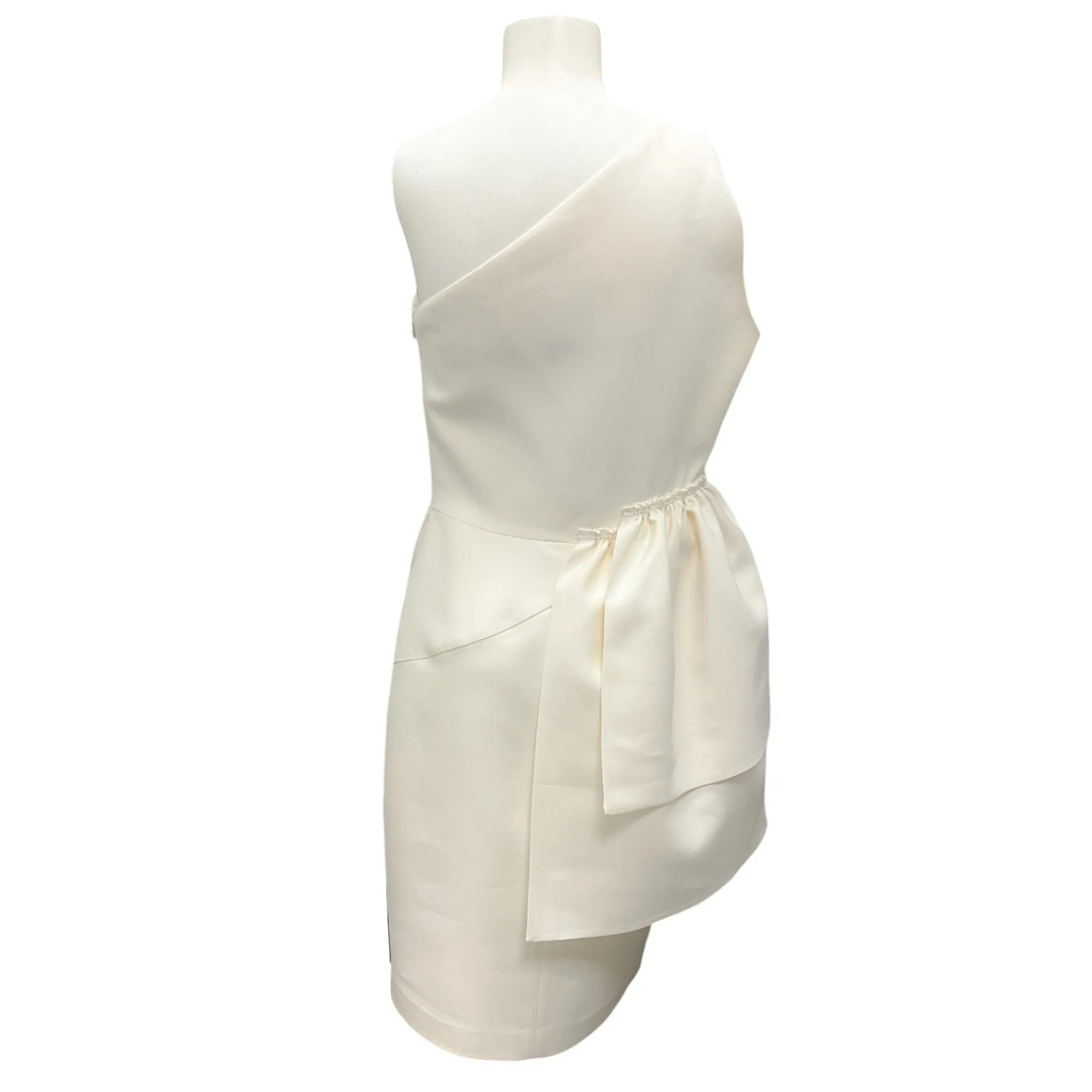 Martin Grant Ivory Layered Ruffle One Shoulder Dress