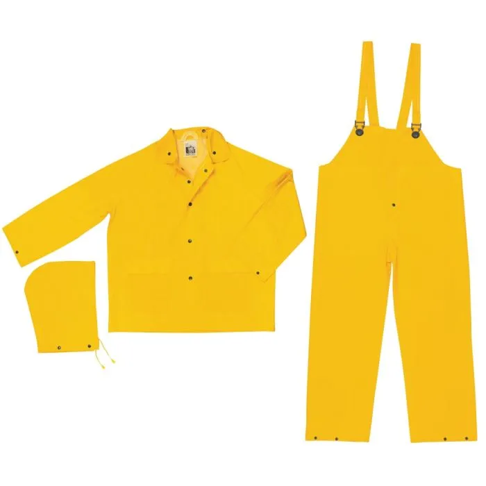 MCR Safety FR2003XL 3 Piece Waterproof, Limited Flammability Classic Rain Gear, Yellow, X-Large, 1 Each