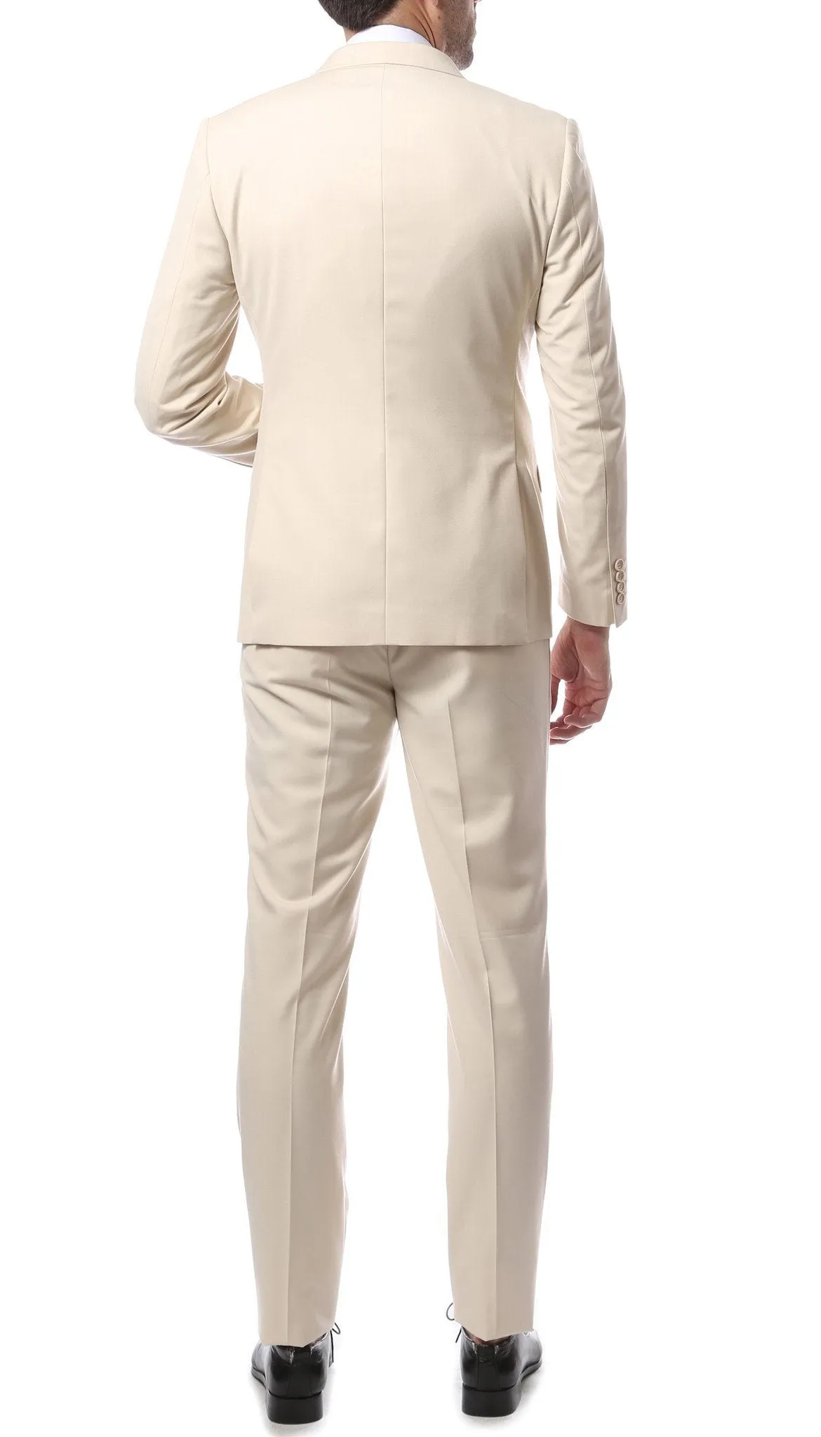 Mens 2 Piece 2 Button Slim Fit Tan Zonettie Suit