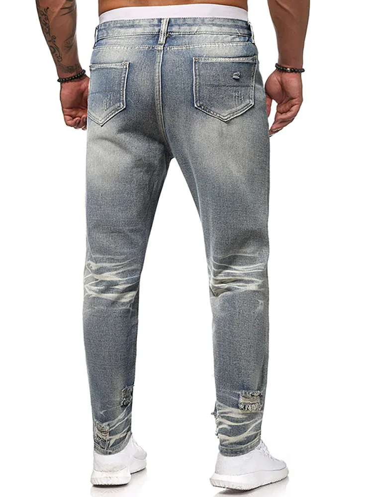 Men'S Ripped Mid-Waist Jeans