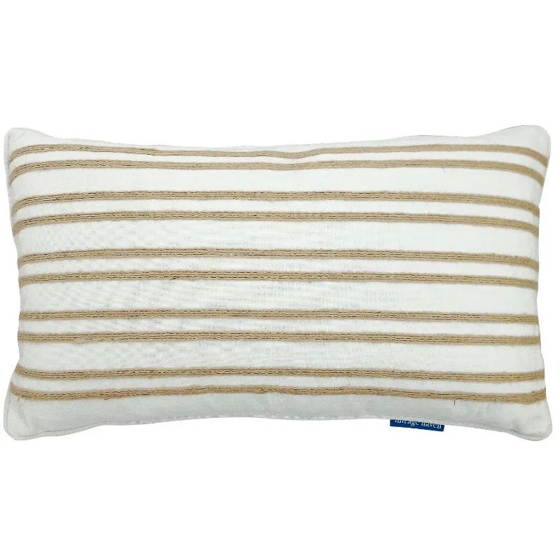 Mirage Haven Hallie White and Hemp 30x50cm Double Stripe Cushion Cover