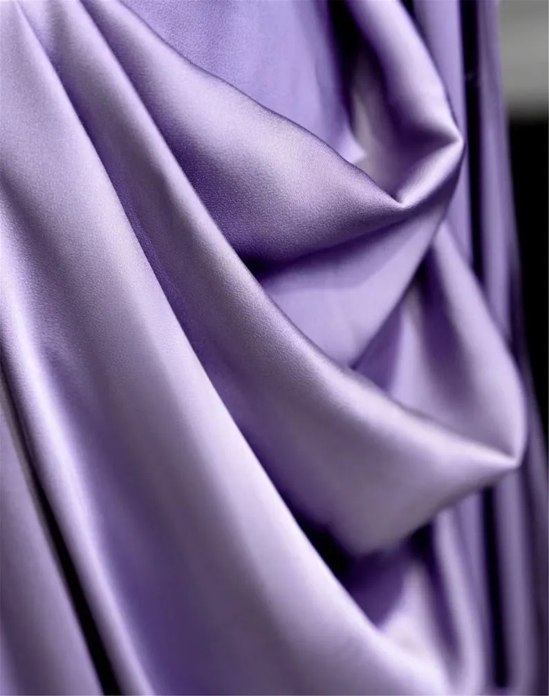 Modest Purple Satin Long Prom Dress,Purple Evening Dress