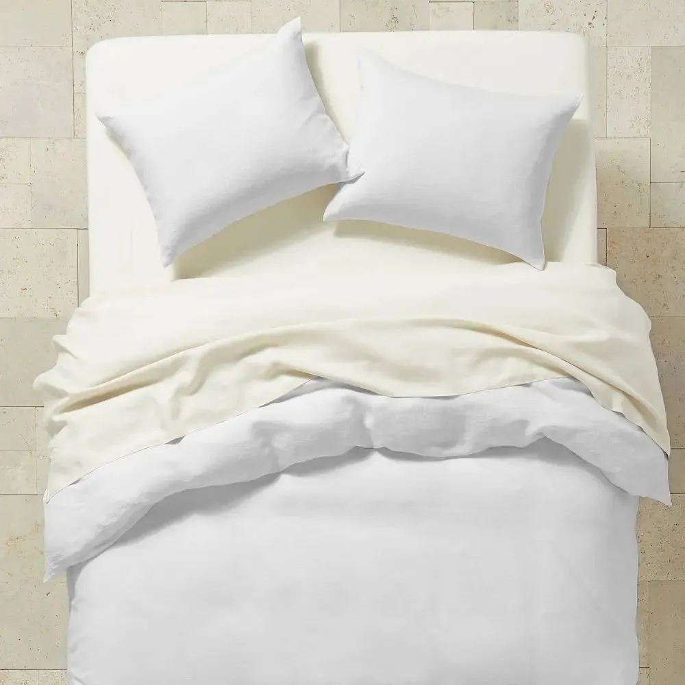 New - Full/Queen Hemp Duvet & Sham Set White - Casaluna