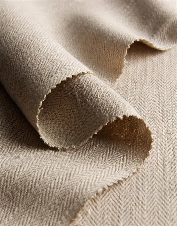 OFFCUT HANFA ~ Natural Hemp Herringbone Fabric 47x150cm