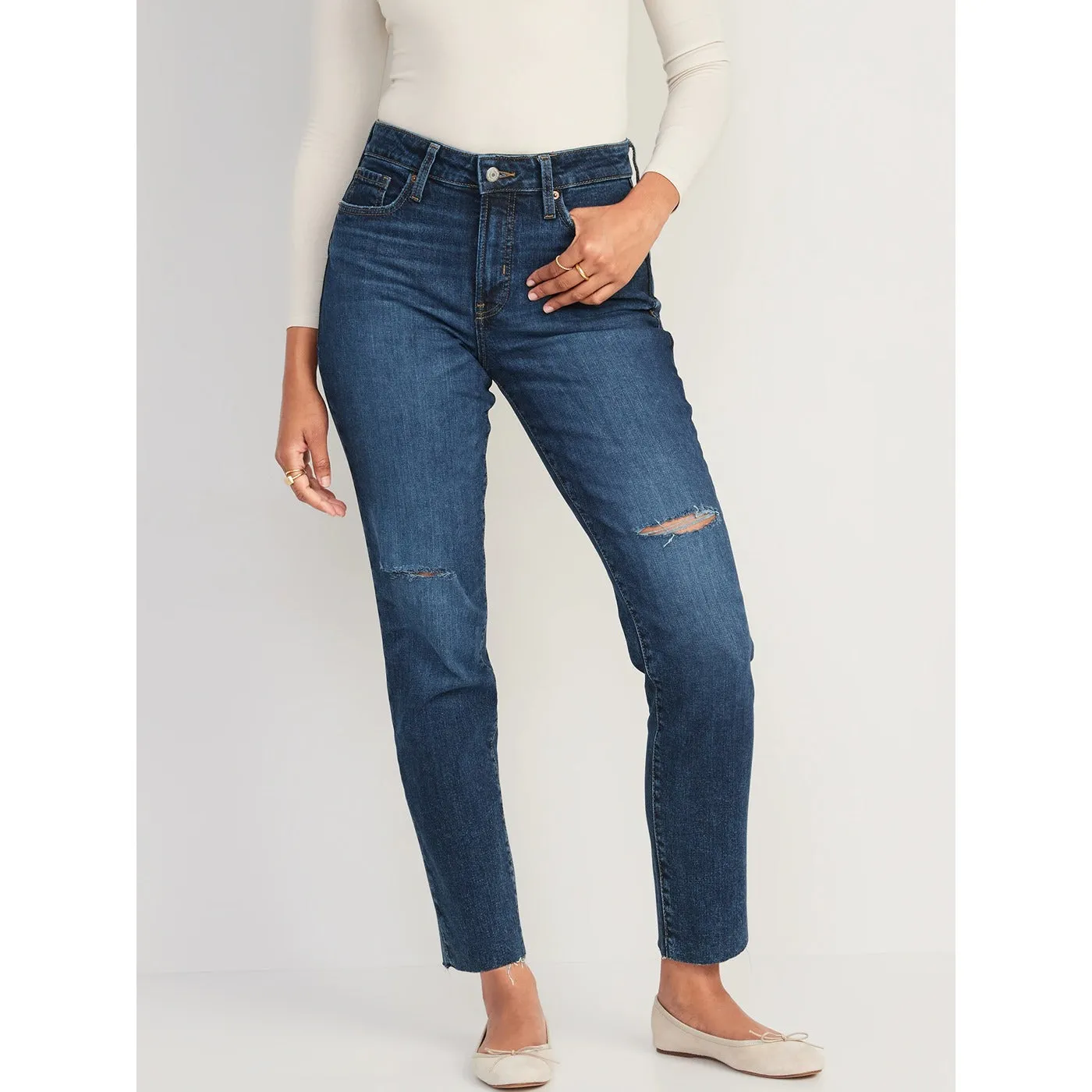 ON High Rise Ripped Mom Jeans