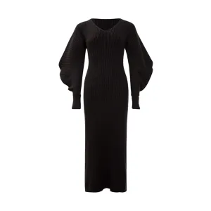 Pre Order:  Black Lantern Sleeve Knit Dress