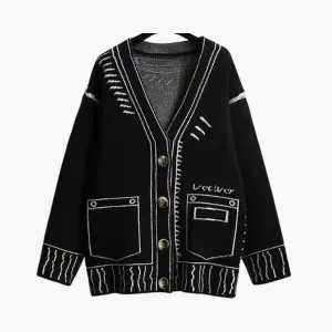 Pre Order:  Comic Effect Contrast Knit Cardigan