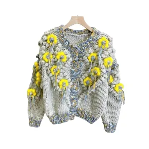 Pre Order:  Handmade Tassel 3D Flower Cardigan