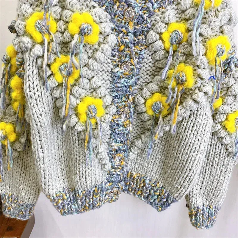 Pre Order:  Handmade Tassel 3D Flower Cardigan