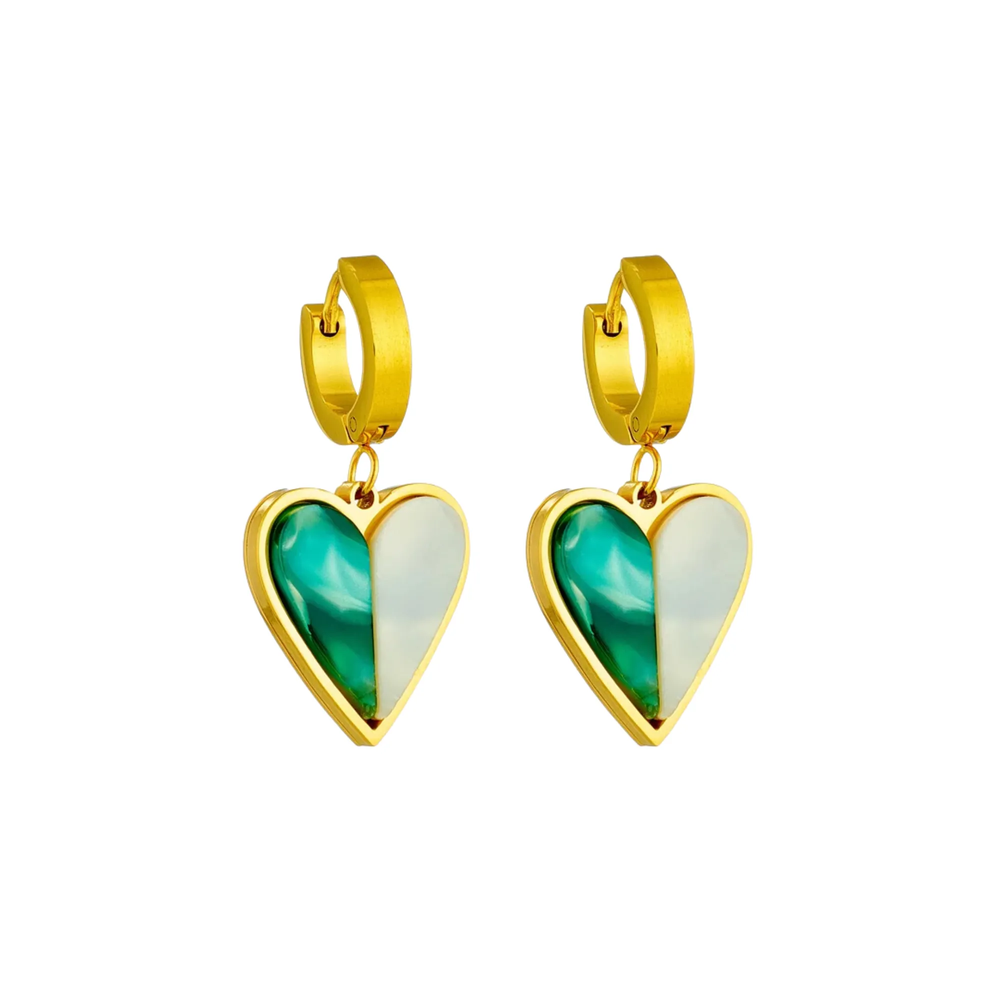 Pre Order:  Two-Tone Hearts C-Hoop Earrings