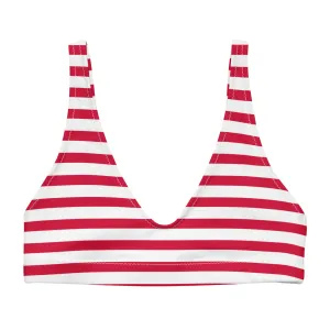 Red and White Beach Stripes Halter Bikini Top