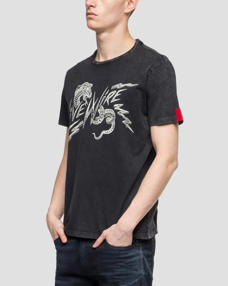 REPLAY M386922658M BLACK CREW T-SHIRT