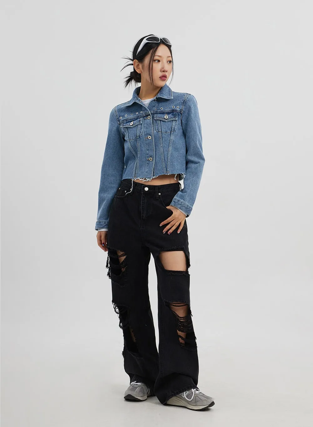 Ripped Wide Leg Jeans CJ319