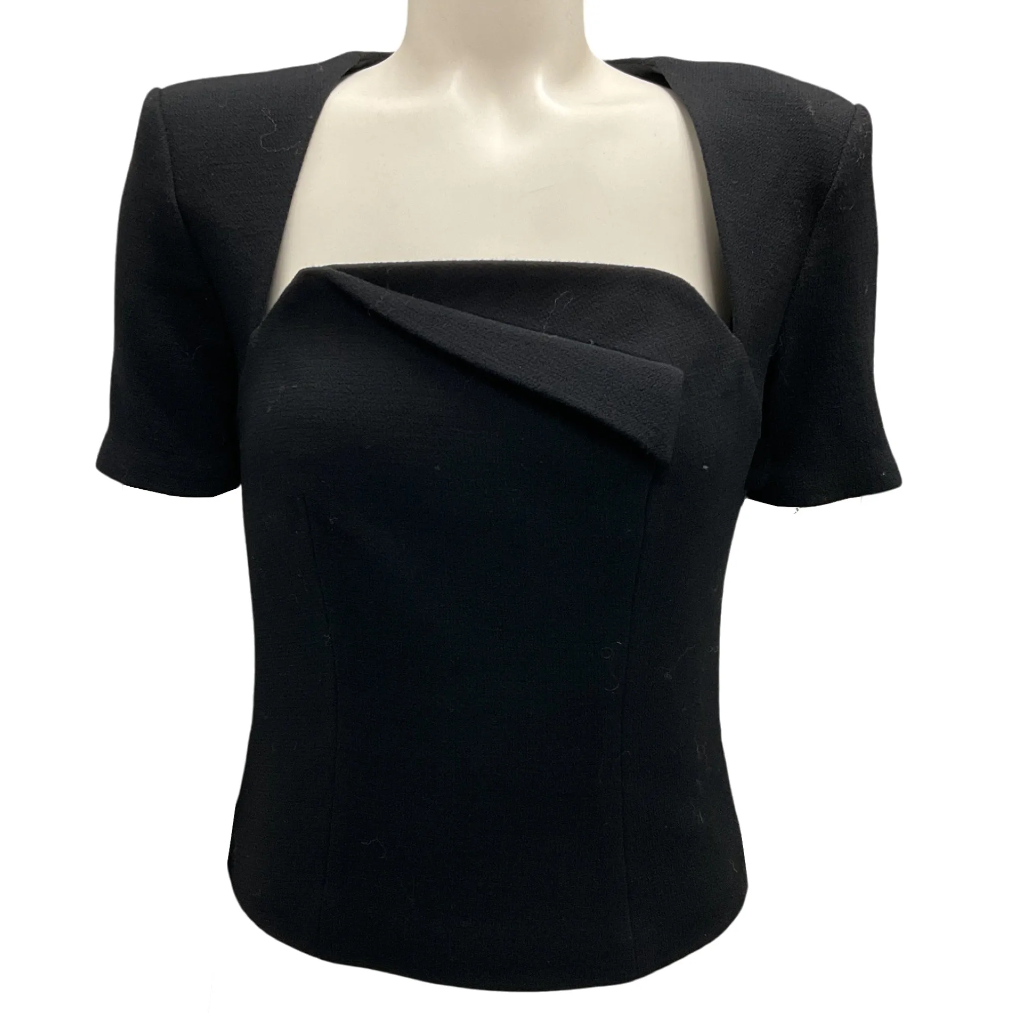 Roland Mouret Black 2023 Short Sleeved Wool Crepe Top