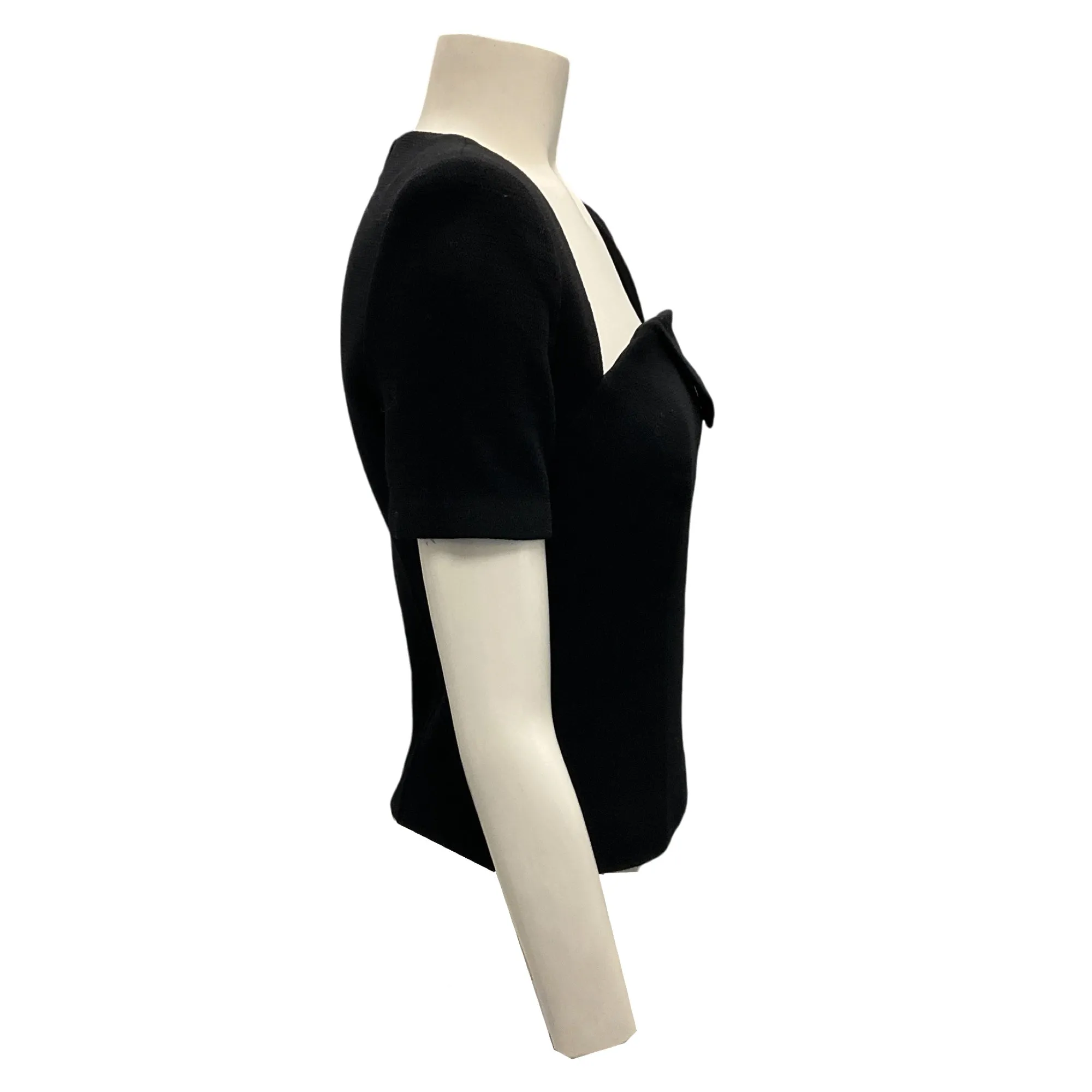 Roland Mouret Black 2023 Short Sleeved Wool Crepe Top