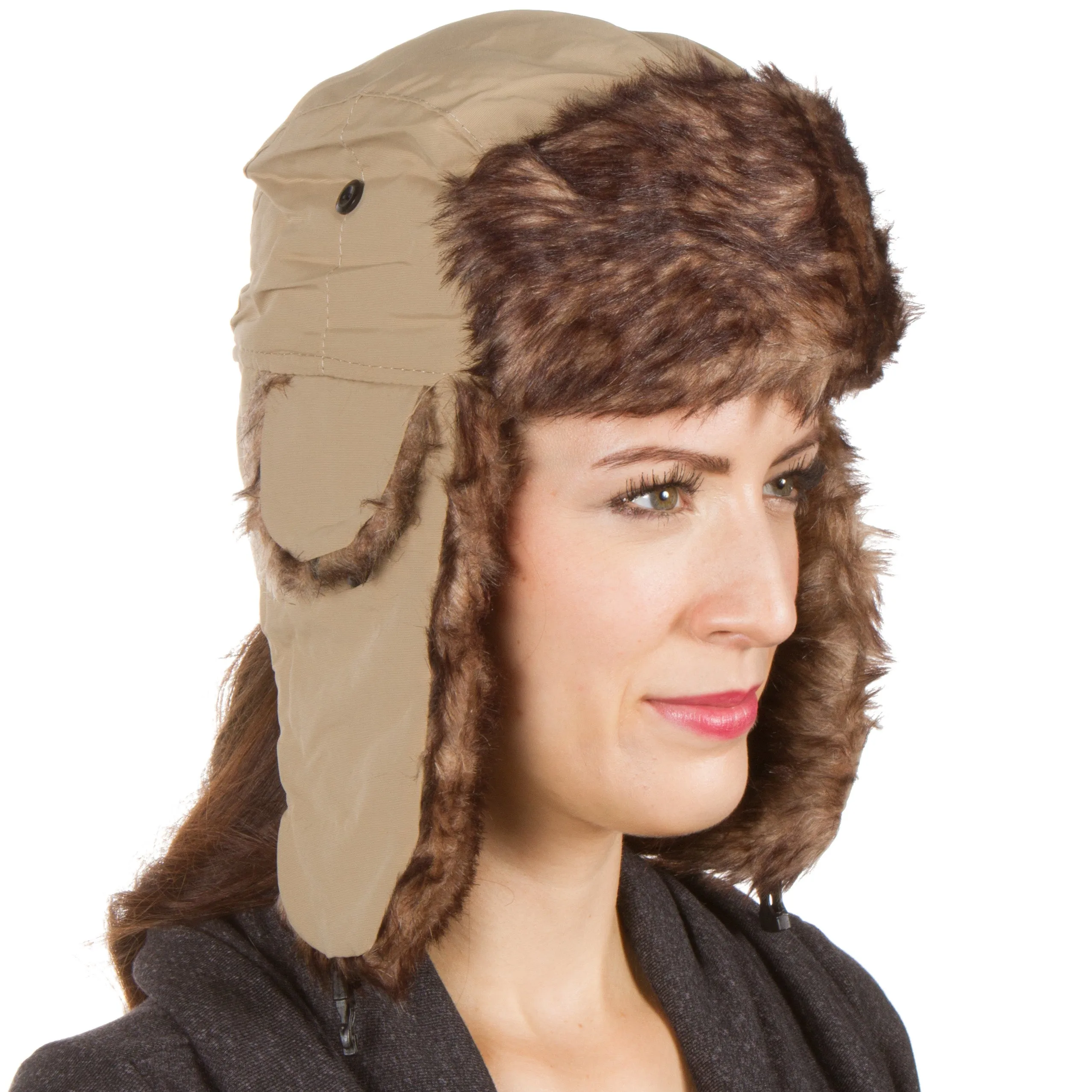 Sakkas Jamie Unisex Faux Fur Nylon Trooper Hat