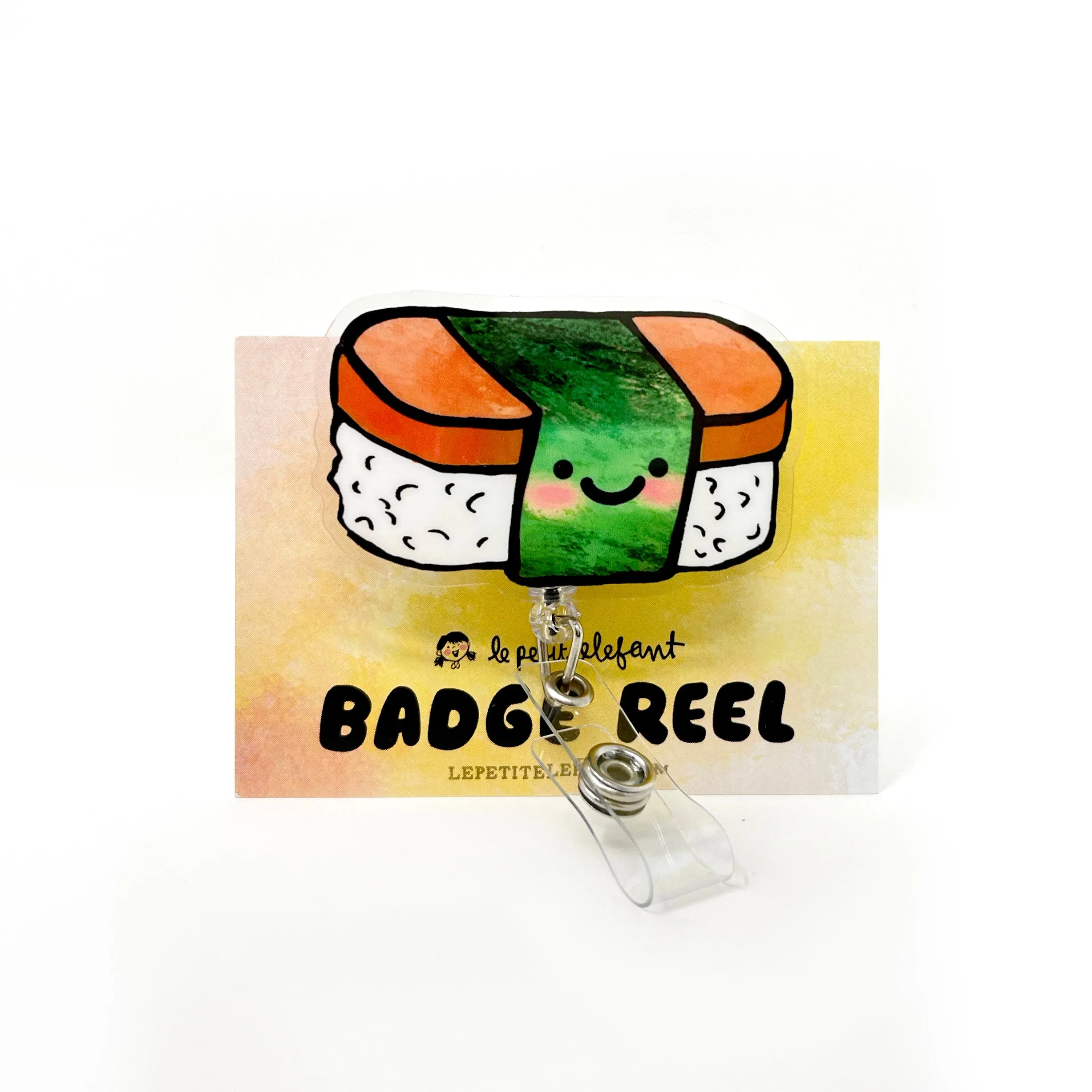 Spam Musubi Acrylic Badge Reel