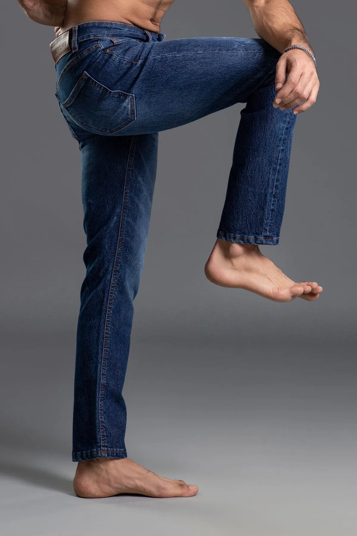 Stretchable Skinny Ripped Jeans (Yale Blue)